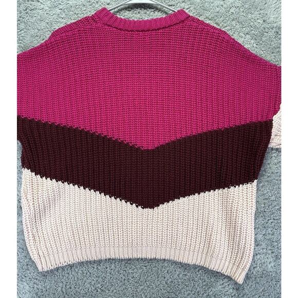 Guess Sweater Womens Pink Brown Colorblock Chunky‎ Knit Small - Picture 8 of 9